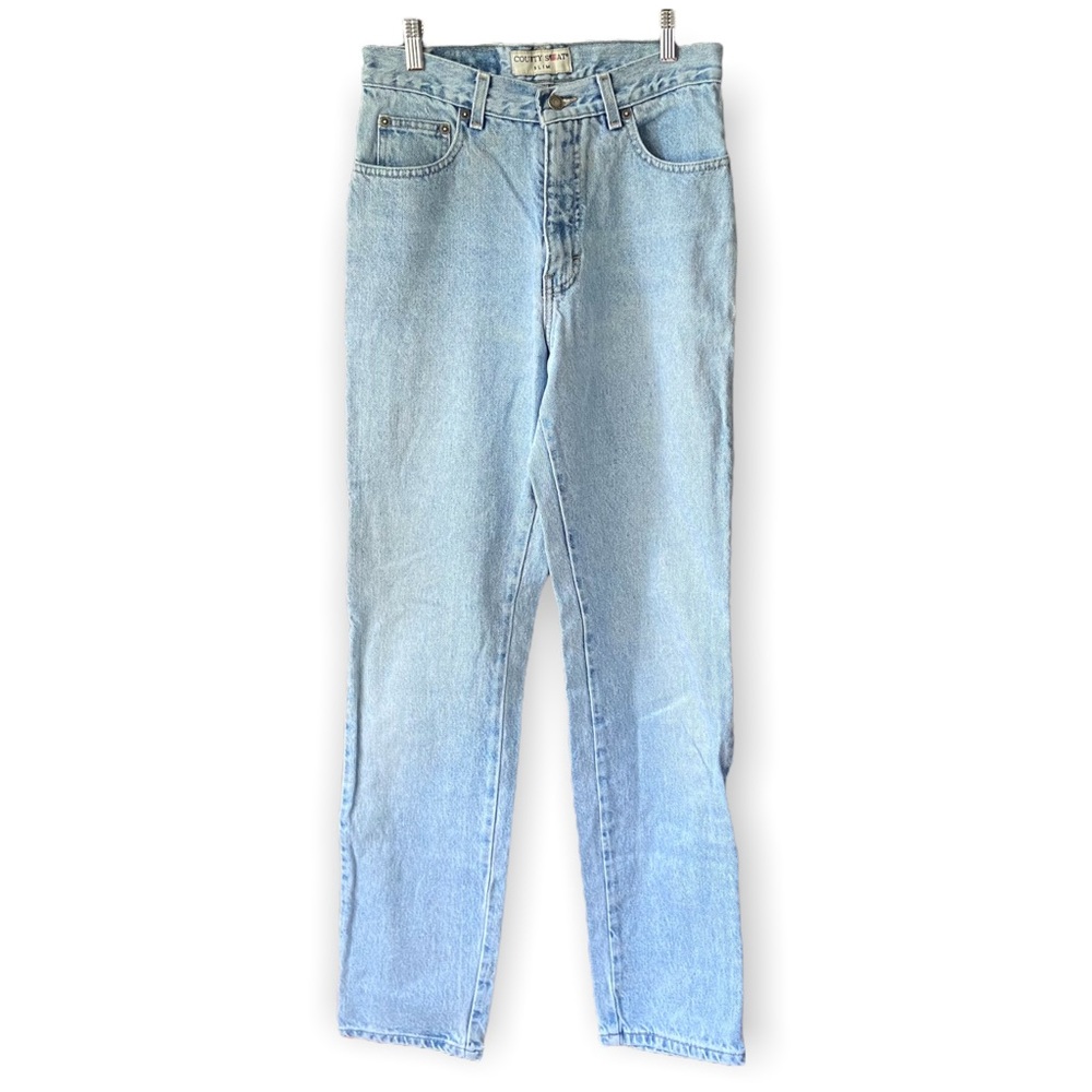 County Seat Jeans Denim Pants Vintage 90s Light Wash Blue Mom Jeans Size 9 Long